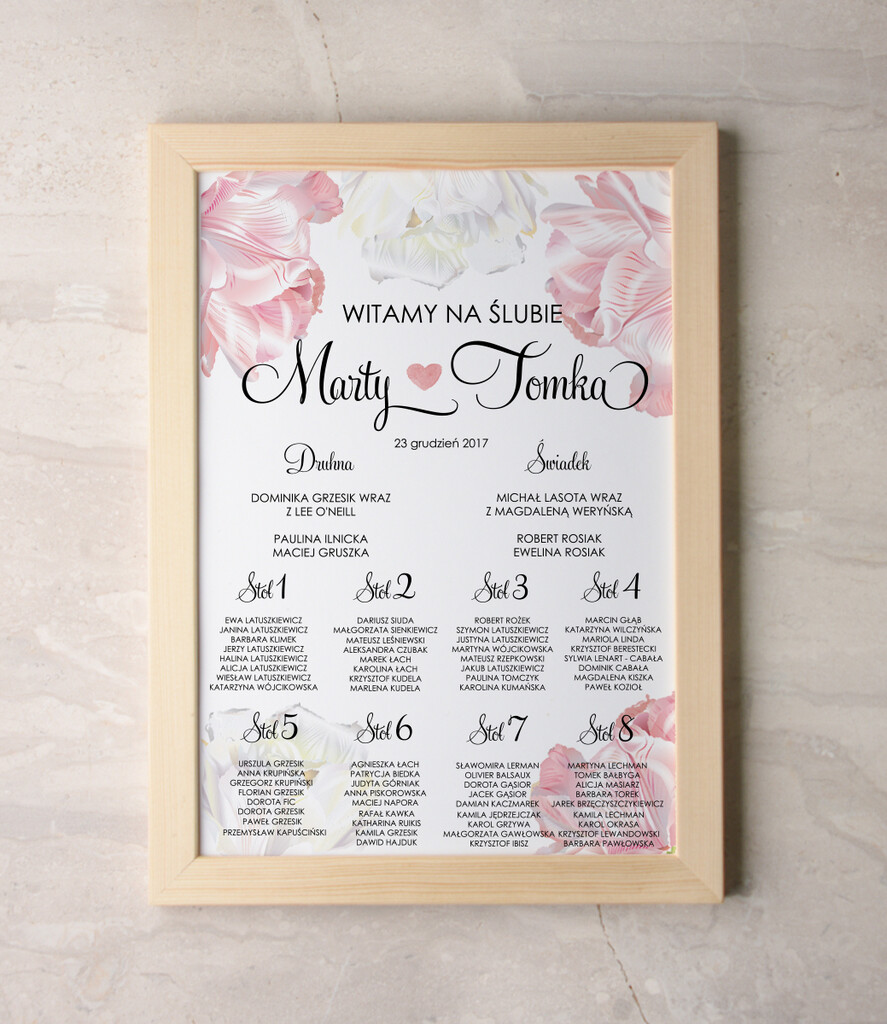 Plany stołów Plakaty botaniczne podróżnicze plansza weselna plan stołów weselnych, rustykalne wybierz swoj rozmiar0