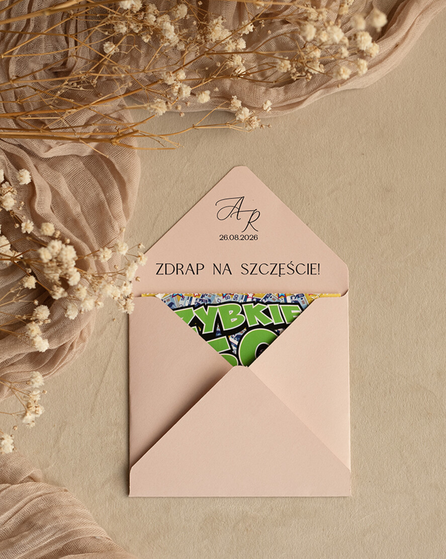 Podziękowania dla Gości Weselnych Magnesy breloki Zdrapki koperta na zdrapkę upominki dla gości na weselu, etui na zdrapki podziękowania dla gości weselnych, koperta na zdrapkę lotto, kolorowa koperta z personalizacją na zdrapki kupony lotto1