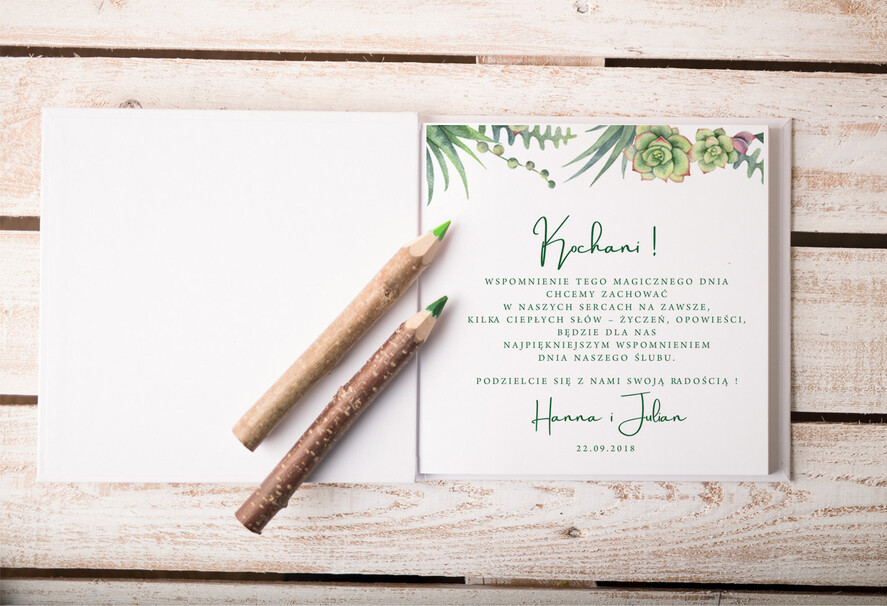 Księgi wpisów gości botaniczne nietypowa księga gości ślub i wesele, w stylu rustykalnym wasze imiona i treść1