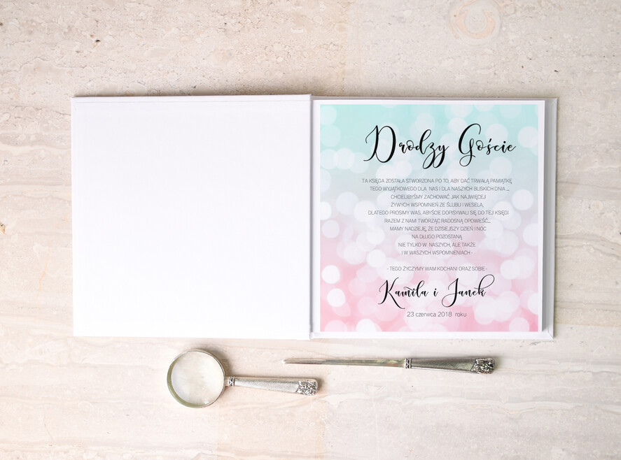 Księgi wpisów gości botaniczne album na zdjęcia ślubne i wpisy gości weselnych, w stylu rustykalnym wasze imiona i treść2