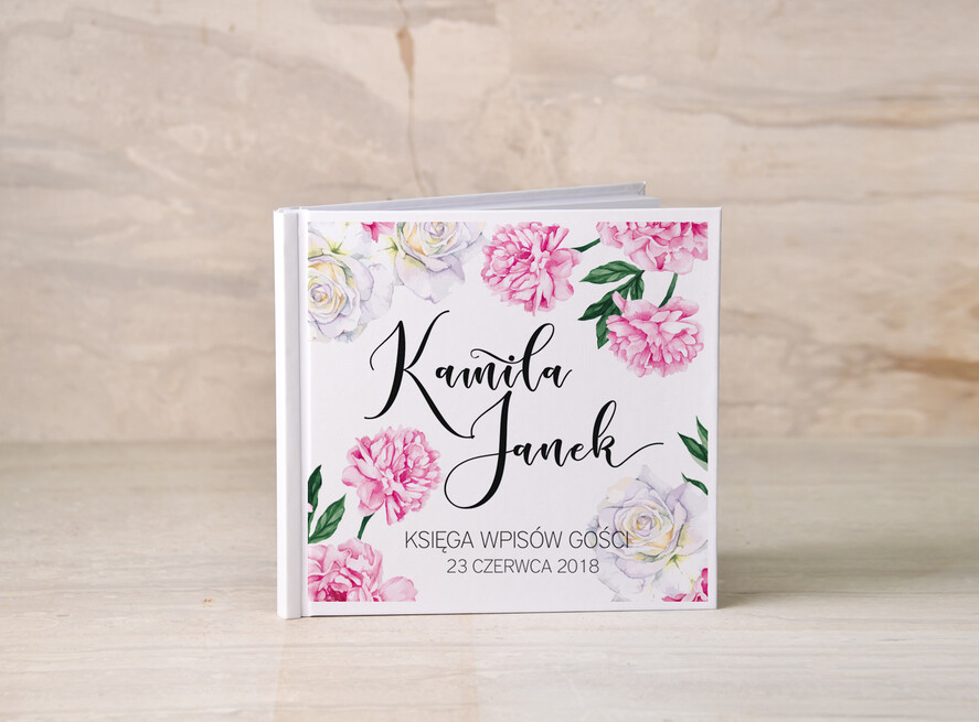 Księgi wpisów gości botaniczne księga gości na zdjęcia z fotobudki i instaxa, w stylu rustykalnym wasze imiona i treść1