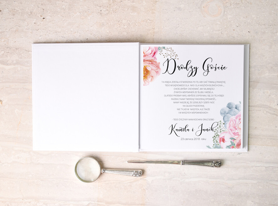 Księgi wpisów gości botaniczne ksiega gosci weselnych z ankietami wybierz swoje kartki, boho romantyczne kwiaty wasza tresc1
