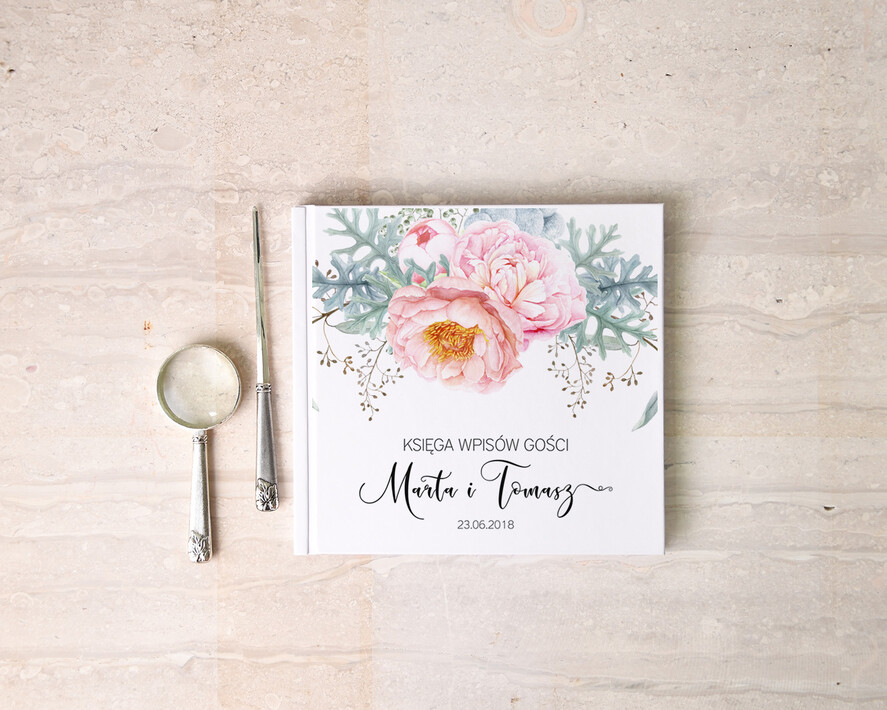 Księgi wpisów gości botaniczne ksiega gosci weselnych z ankietami wybierz swoje kartki, boho romantyczne kwiaty wasza tresc0