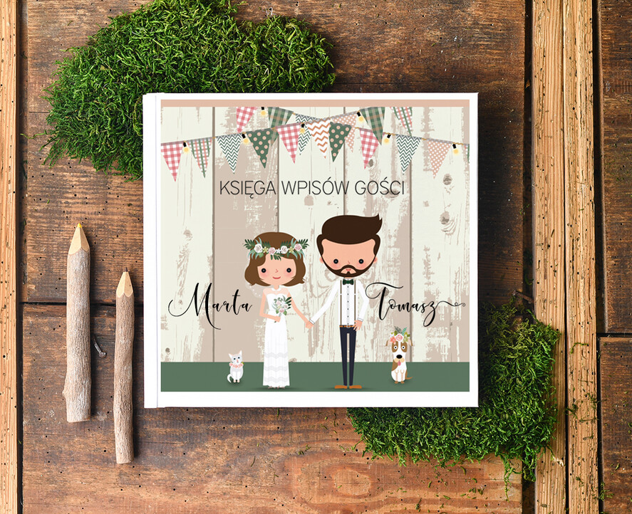 Księgi wpisów gości botaniczne księga gości weselnych personalizowna, wybierz swoja tresc rustykalny0