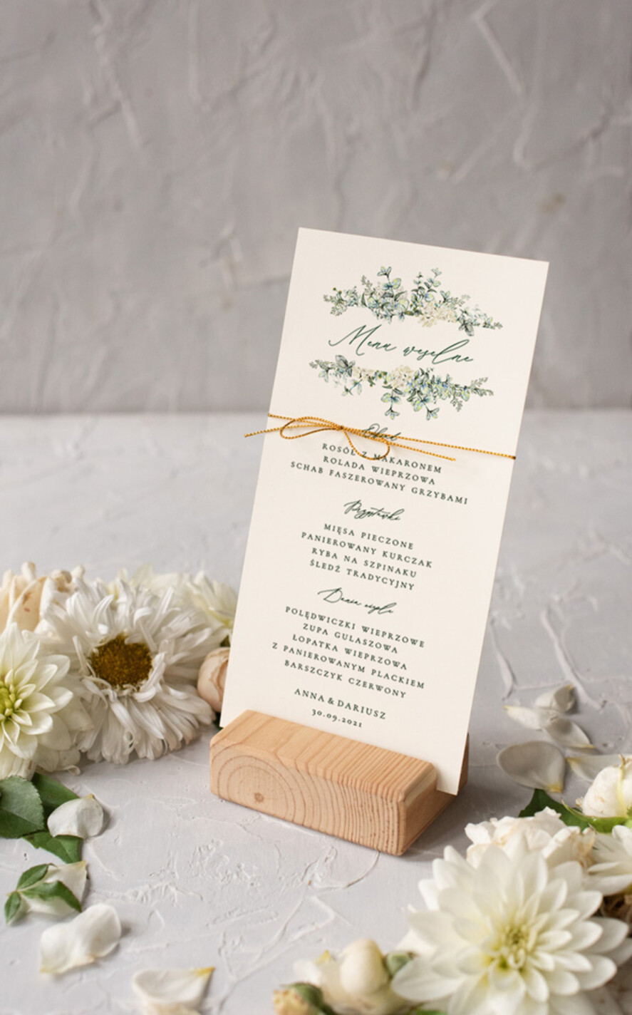 Menu rustykalne karta dań weselnych menu weselne plan podawania posiłków, rustykalne dowolna treść0