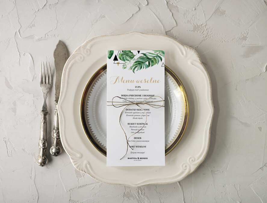 Menu rustykalne ślubne menu z planem podawania dań wesenych, rustykalne eko dowolona tresc1