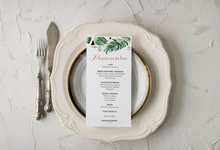 Menu rustykalne ślubne menu z planem podawania dań wesenych, rustykalne eko dowolona tresc0