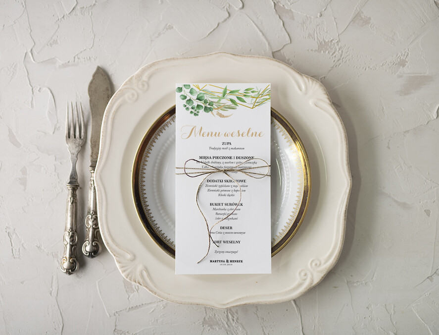 Menu rustykalne menu weselne na stoły karta dań weselnych, rustykalne eko dowolona tresc1