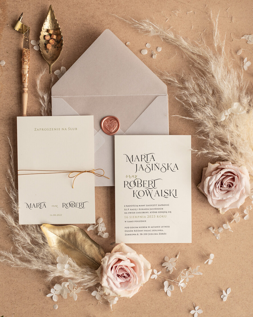 Zaproszenia ślubne Minimalistyczne Proste Jednokartkowe Zaproszenia Ślubne z Monogramem Minimalistyczne Zaproszenia na Ślub Delikatne Zaproszenie Ślubne1