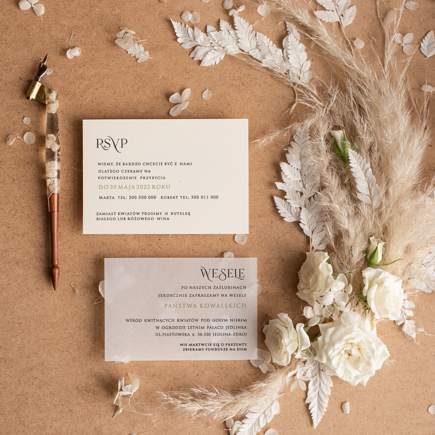 Zaproszenia ślubne Minimalistyczne Proste Jednokartkowe Zaproszenia Ślubne z Monogramem Minimalistyczne Zaproszenia na Ślub Delikatne Zaproszenie Ślubne3