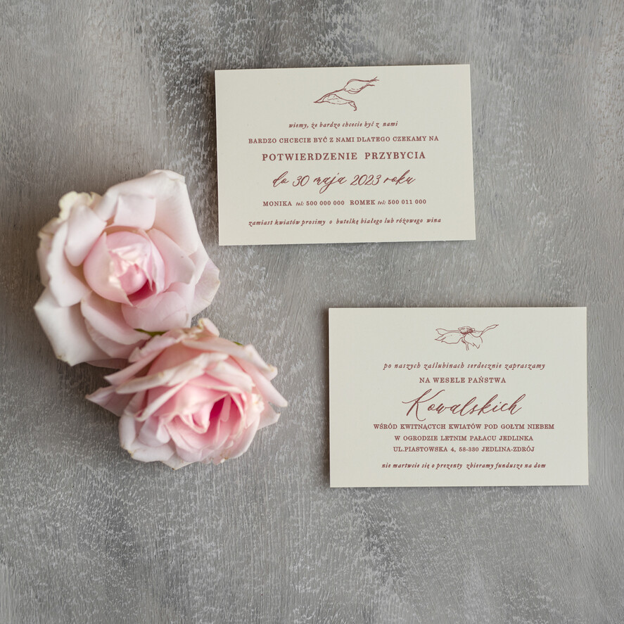Zaproszenia ślubne Minimalistyczne Minimalistyczne Zaproszenia ślubne Romantyczne Zaproszenie na Ślub na kalce 1