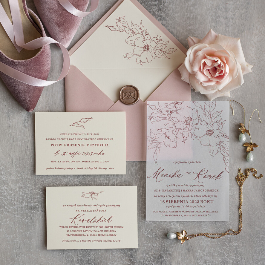 Zaproszenia ślubne Minimalistyczne Minimalistyczne Zaproszenia ślubne Romantyczne Zaproszenie na Ślub na kalce 2