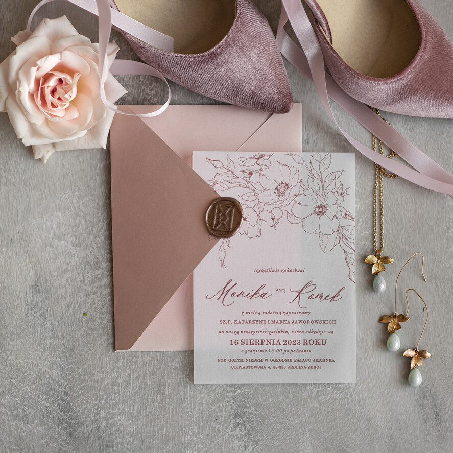 Zaproszenia ślubne Minimalistyczne Minimalistyczne Zaproszenia ślubne Romantyczne Zaproszenie na Ślub na kalce 3