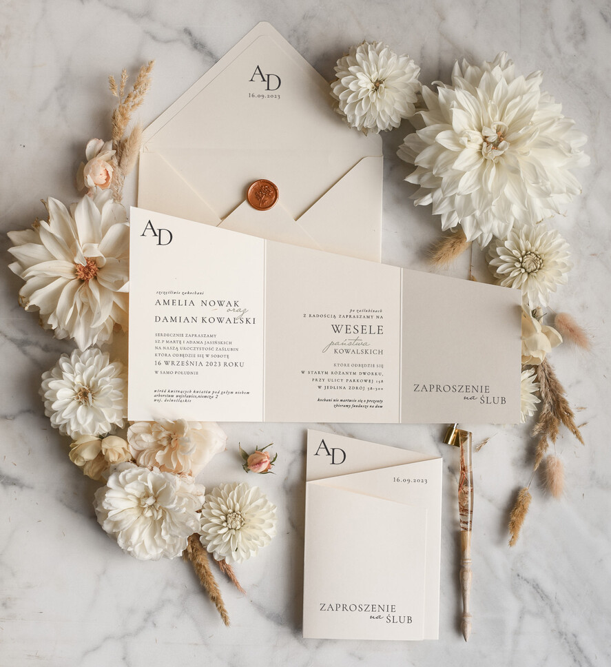 Zaproszenia ślubne Minimalistyczne Proste Zaproszenia Ślubne Minimalistyczne Zaproszenia na Ślub Delikatne Zaproszenie Ślubne Kremowe0
