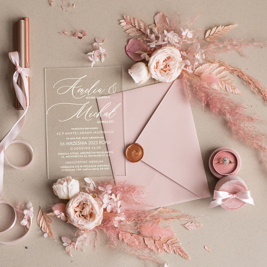 Zaproszenia ślubne Minimalistyczne zaproszenia na ślub ręcznie robione z pleksi, zaproszenia slubne z trawą, zaproszenie na slub na szkle 1
