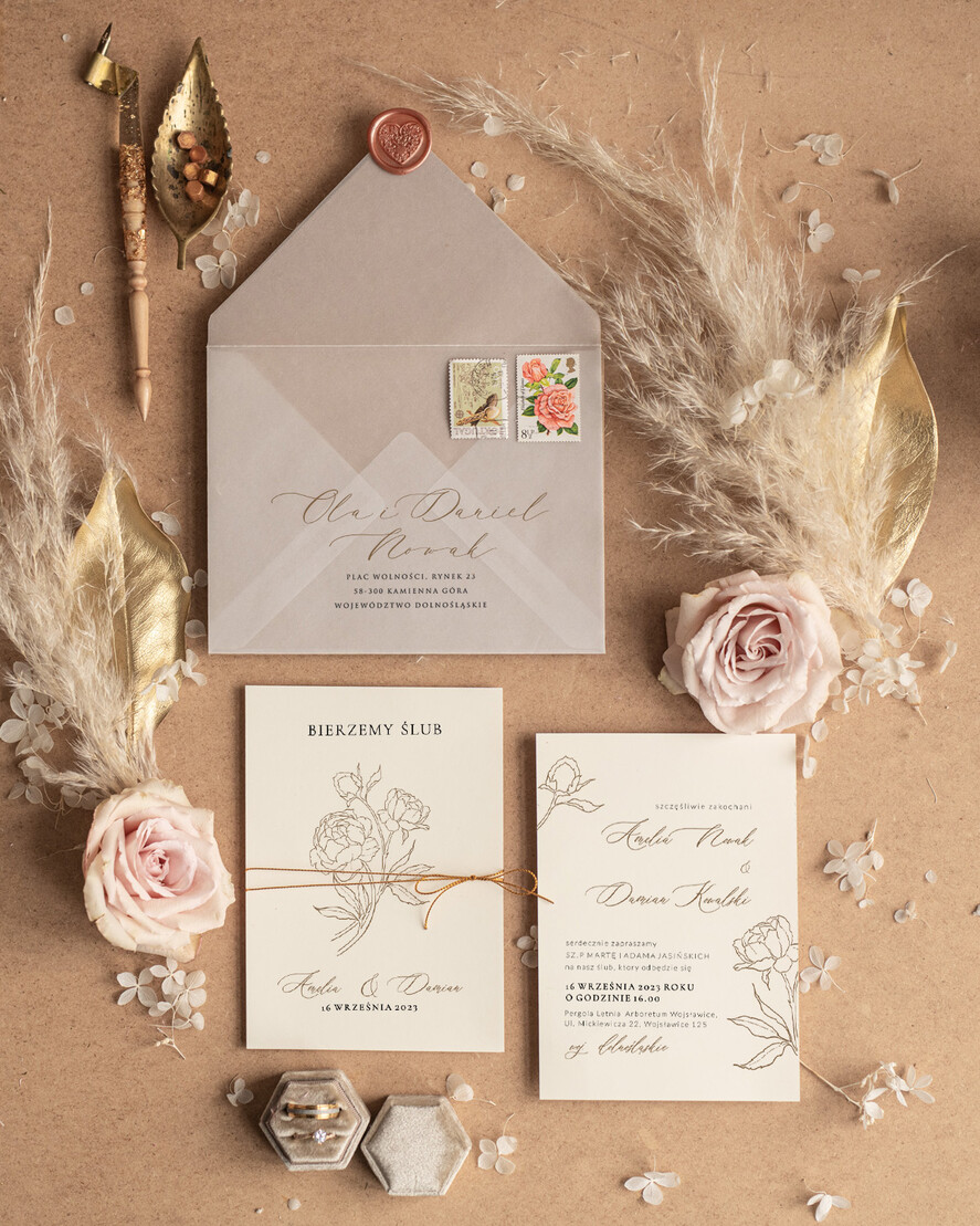 Zaproszenia ślubne Minimalistyczne Proste Jednokartkowe Zaproszenia Ślubne Kremowe Róże Minimalistyczne Zaproszenia na Ślub Delikatne Zaproszenie Ślubne2