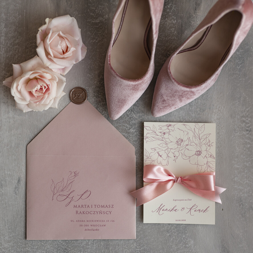 Zaproszenia ślubne Minimalistyczne Minimalistyczne Zaproszenia ślubne Romantyczne Zaproszenie na Ślub róże 3