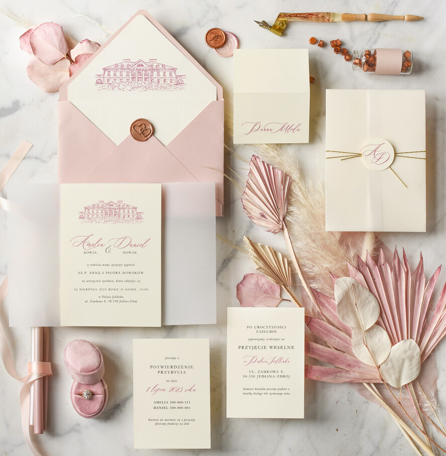 Zaproszenia ślubne Minimalistyczne spersonalizowane zaproszenia na ślub, unikalne nowoczesne zaproszenia 0