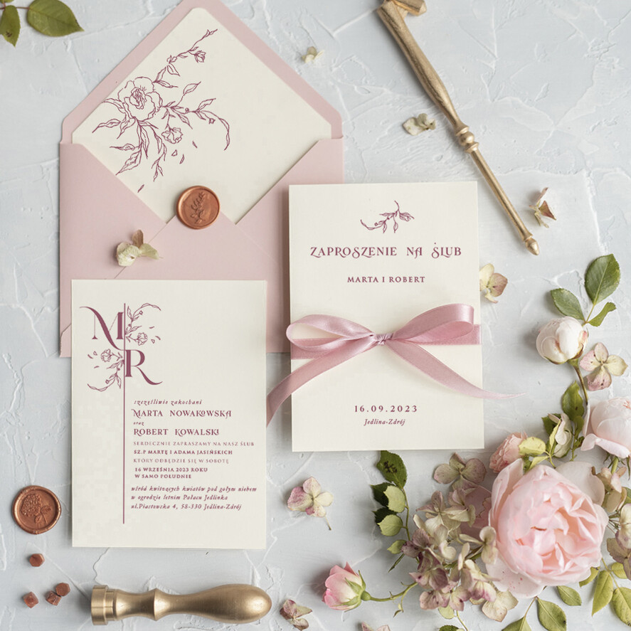Zaproszenia ślubne Minimalistyczne Proste Zaproszenia Ślubne Minimalistyczne Zaproszenia na Ślub Eleganckie Zaproszenie Ślubne Różowe  1