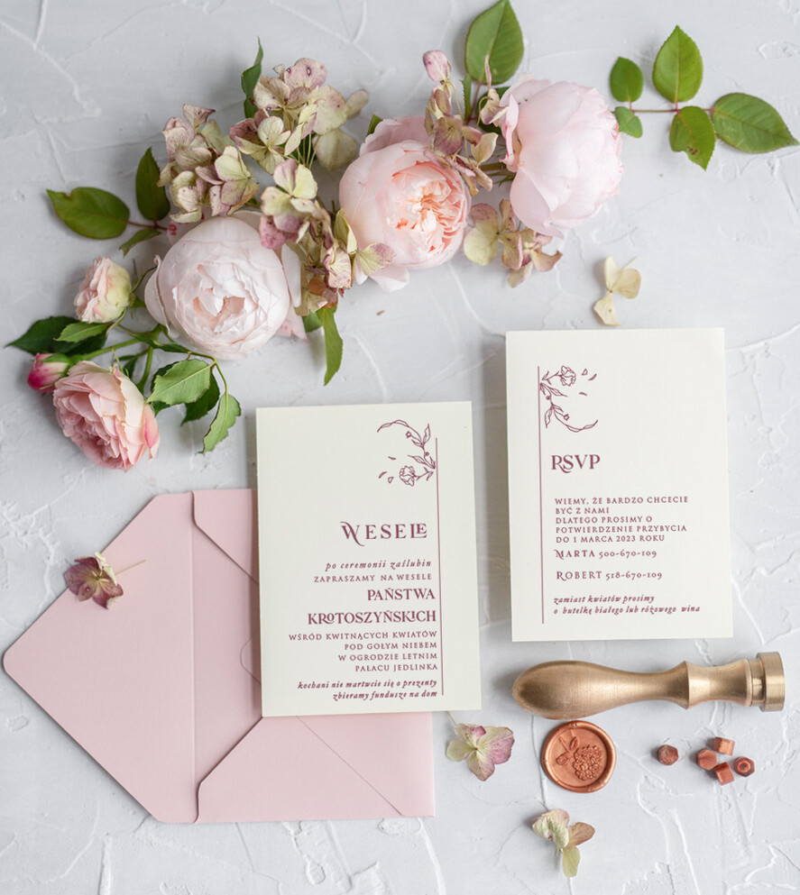 Zaproszenia ślubne Minimalistyczne Proste Zaproszenia Ślubne Minimalistyczne Zaproszenia na Ślub Eleganckie Zaproszenie Ślubne Różowe  4