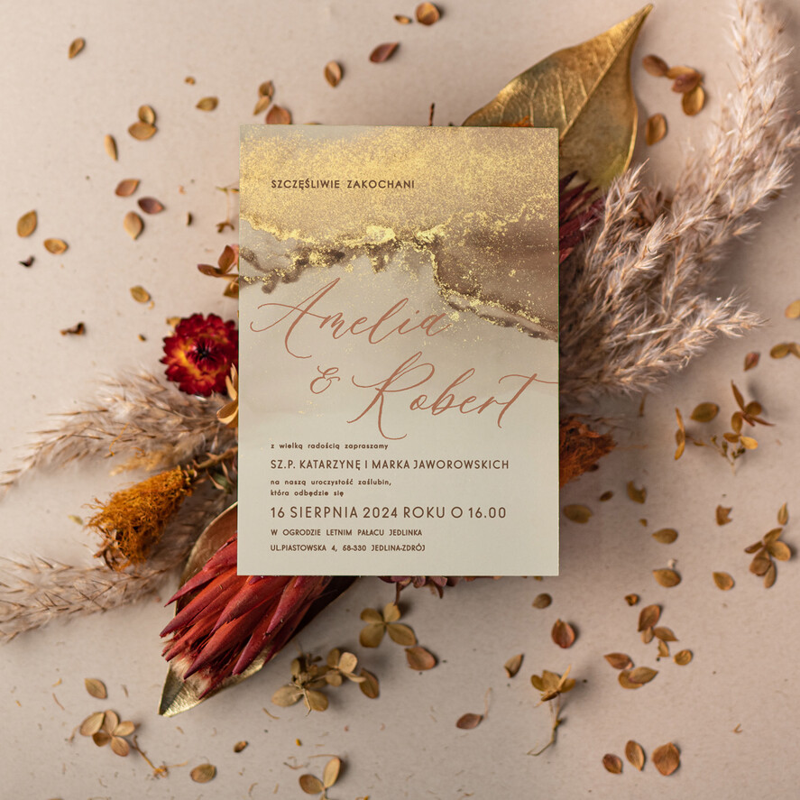 Zaproszenia ślubne Minimalistyczne Nowoczesne Zaproszenia Ślubne złote,  zaproszenia na ślub marmur, proste zaroszenia slubne zlote marmurkowe2