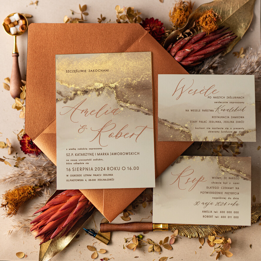 Zaproszenia ślubne Minimalistyczne Nowoczesne Zaproszenia Ślubne złote,  zaproszenia na ślub marmur, proste zaroszenia slubne zlote marmurkowe0