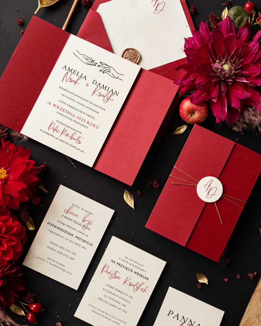 Zaproszenia ślubne Minimalistyczne Proste Bordowe Zaproszenia Ślubne Kremowe Róże Minimalistyczne Zaproszenia na Ślub Delikatne Zaproszenie Ślubne3