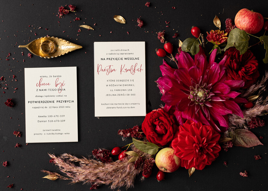 Zaproszenia ślubne Minimalistyczne Proste Bordowe Zaproszenia Ślubne Kremowe Róże Minimalistyczne Zaproszenia na Ślub Delikatne Zaproszenie Ślubne4