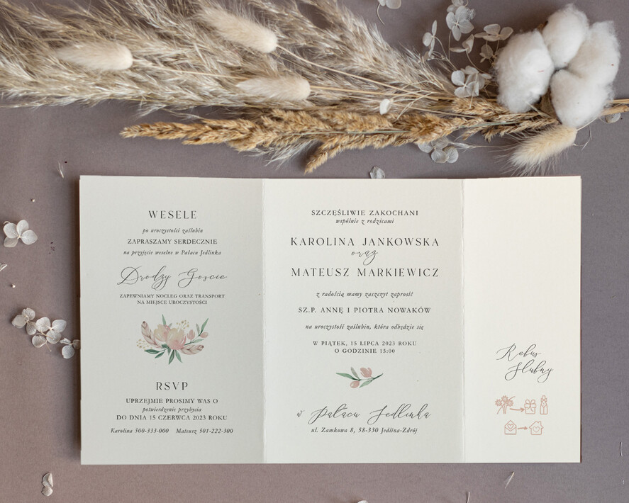 Zaproszenia ślubne Minimalistyczne Boho Zaproszenia Ślubne Składane  Minimalistyczne Zaproszenia na Ślub Delikatne Zaproszenie Ślubne2