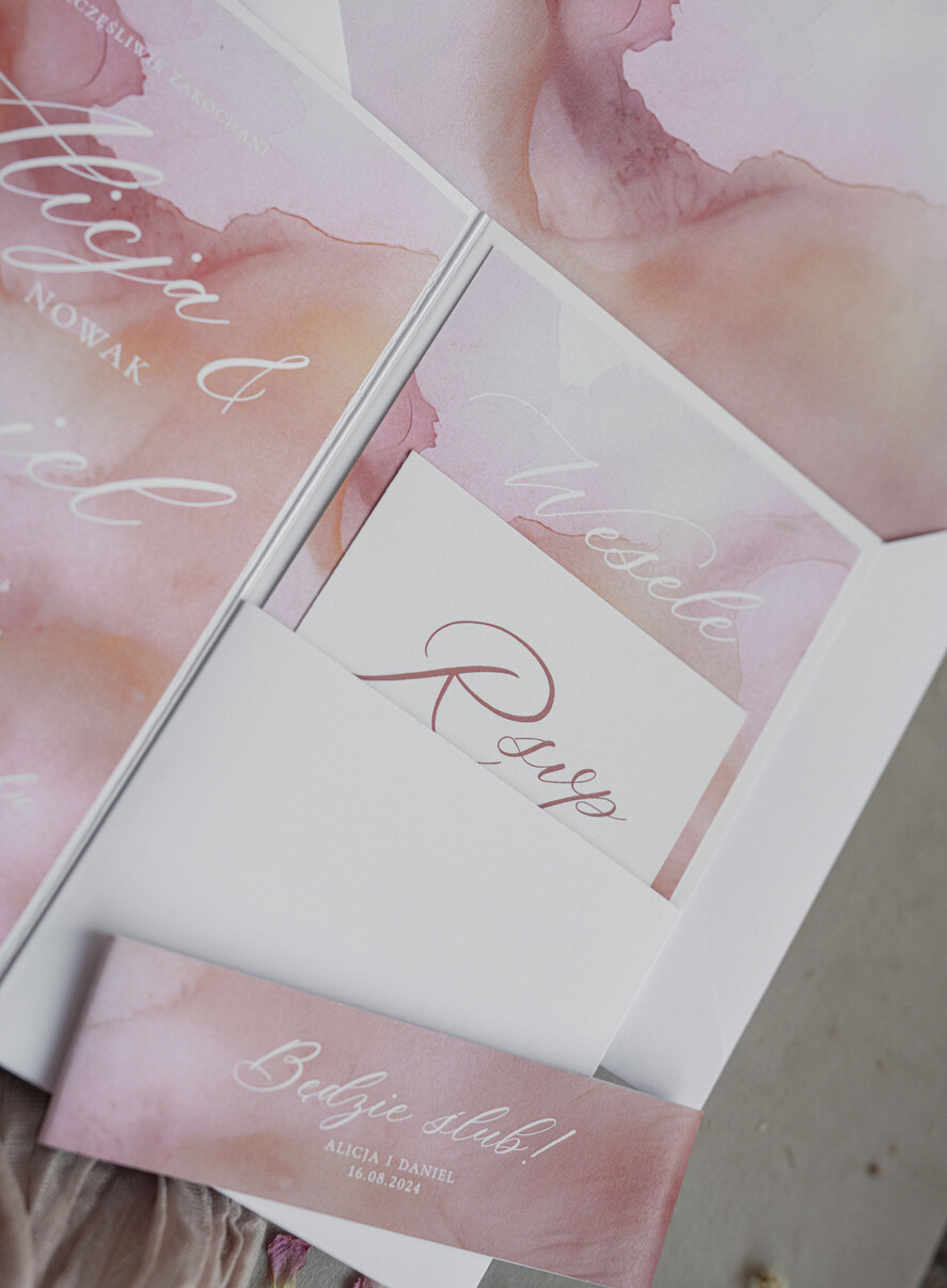 Zaproszenia ślubne Minimalistyczne Różowe Ombre Zaproszenia Ślubne Minimalistyczne Zaproszenia na Ślub Eleganckie zaproszenia ślubne marmurkowe różowe8