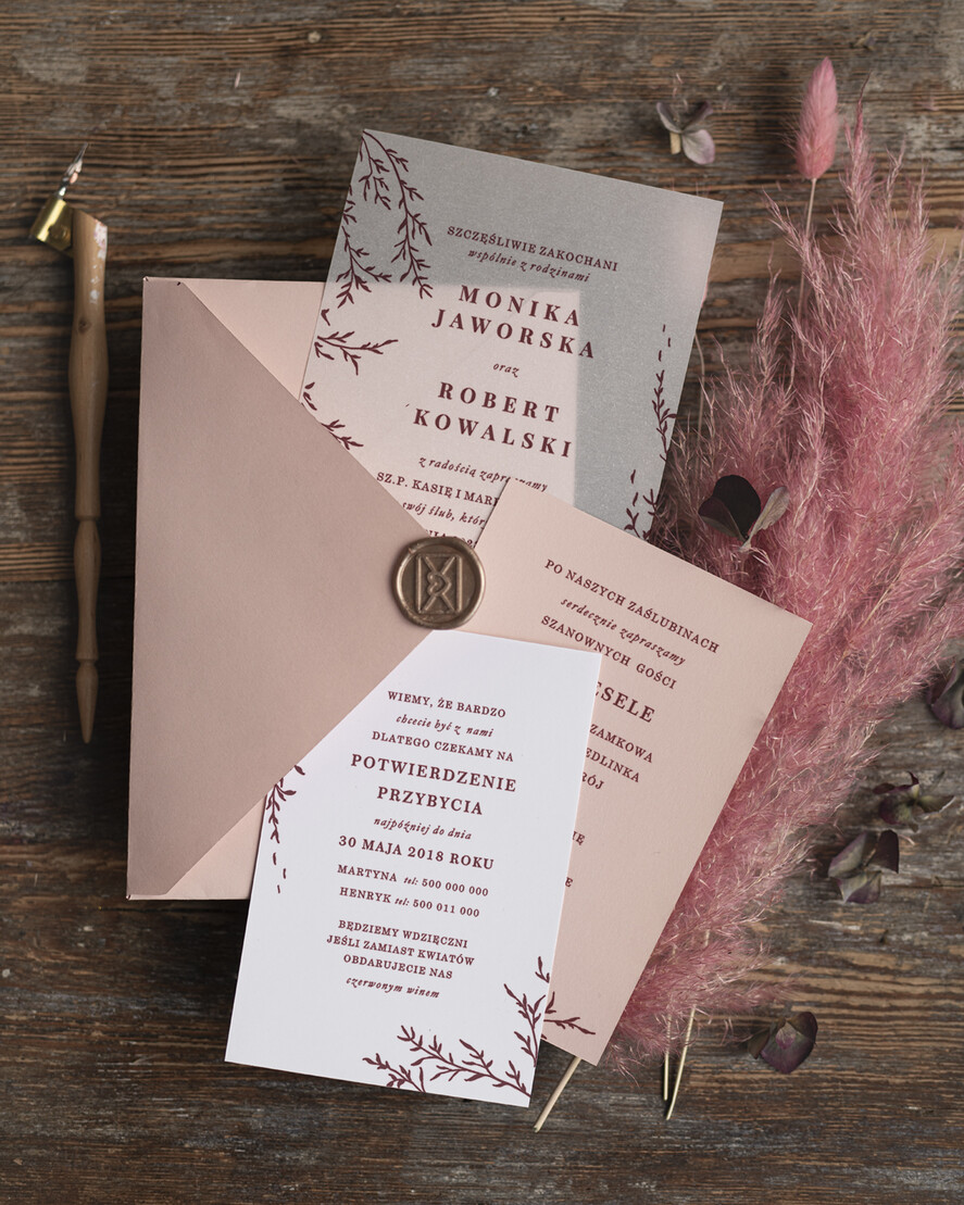 Zaproszenia ślubne Minimalistyczne Minimalistyczne Zaproszenia ślubne Romantyczne Zaproszenie na Ślub na kalce 2