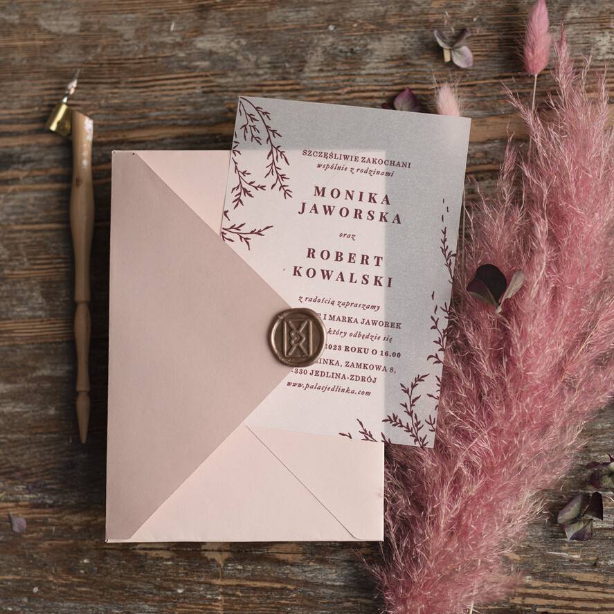 Zaproszenia ślubne Minimalistyczne Minimalistyczne Zaproszenia ślubne Romantyczne Zaproszenie na Ślub na kalce 4