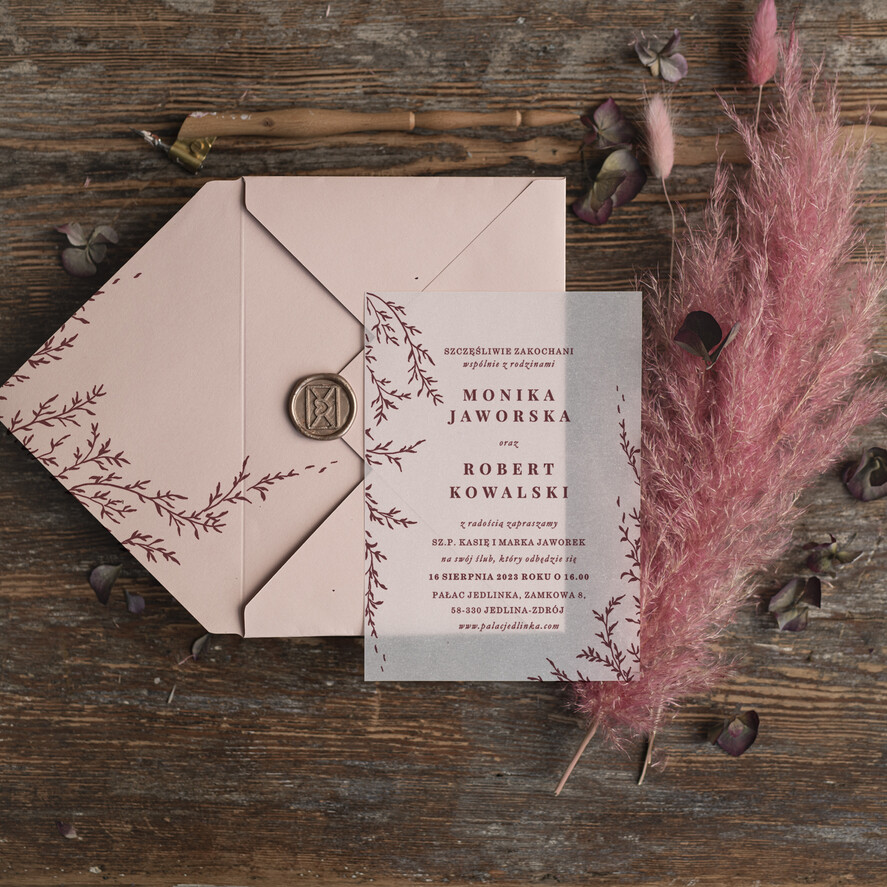 Zaproszenia ślubne Minimalistyczne Minimalistyczne Zaproszenia ślubne Romantyczne Zaproszenie na Ślub na kalce 0