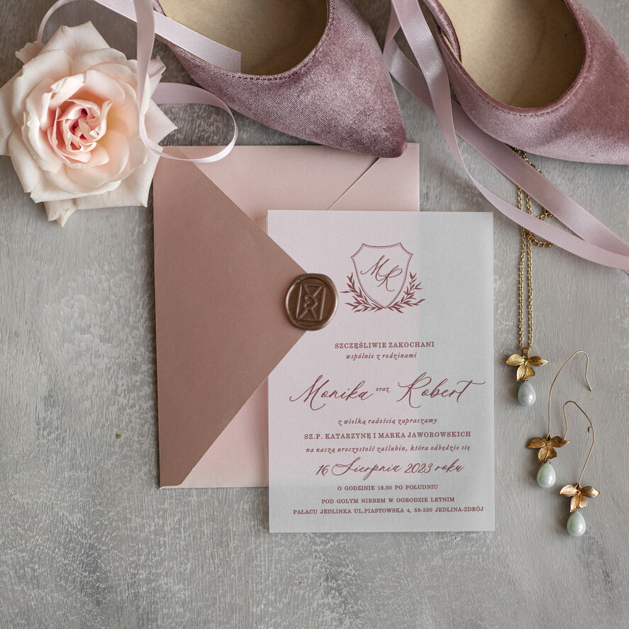 Zaproszenia ślubne Minimalistyczne Minimalistyczne Zaproszenia ślubne Romantyczne Zaproszenie na Ślub na kalce 1
