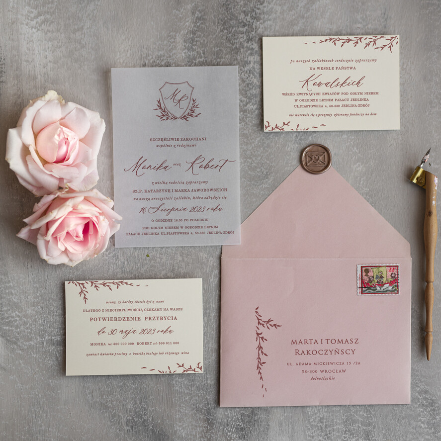Zaproszenia ślubne Minimalistyczne Minimalistyczne Zaproszenia ślubne Romantyczne Zaproszenie na Ślub na kalce 2