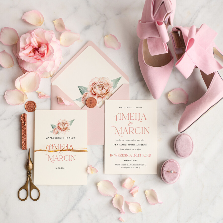 Zaproszenia ślubne Minimalistyczne Boho Proste Zaproszenia Ślubne Róże Peoniowe  Minimalistyczne Zaproszenia na Ślub Delikatne Zaproszenie Ślubne1