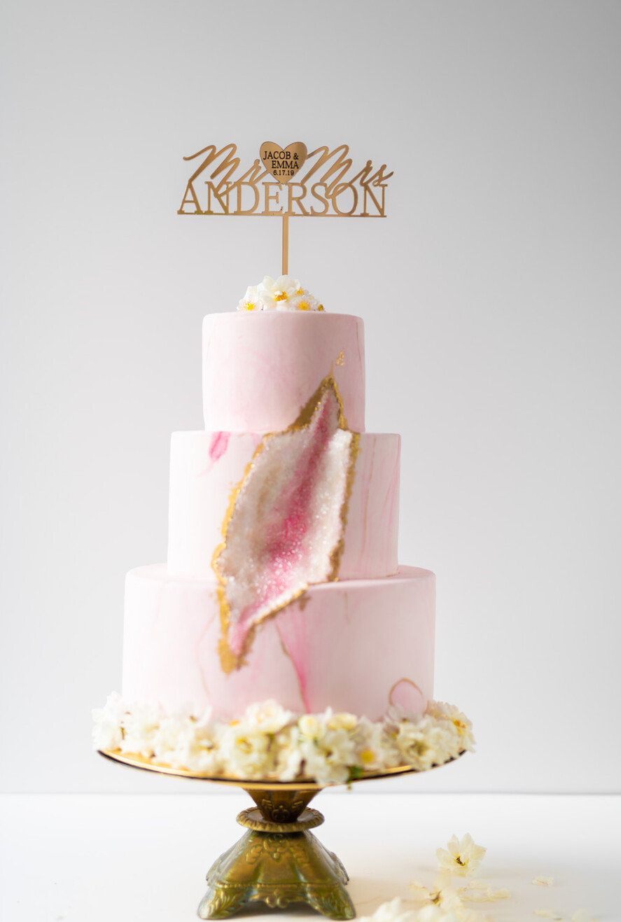 Figurki na tort / cake topper statuetki akryl złoty spersonalizowany toper na tort ślubny błyszcząca plexi0