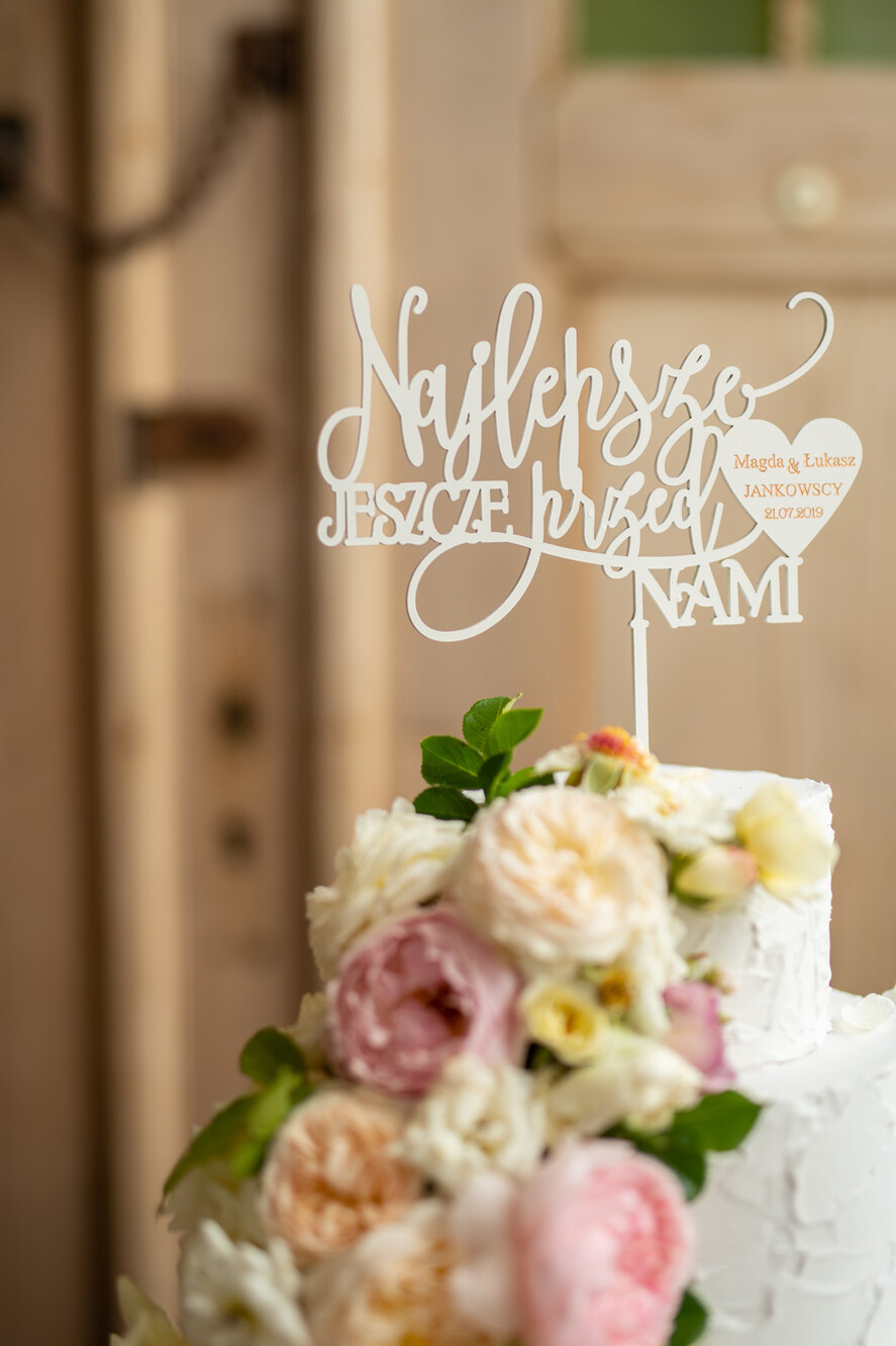 Figurki na tort / cake topper statuetki akryl biały napis ozdoba tortu weselnego 2