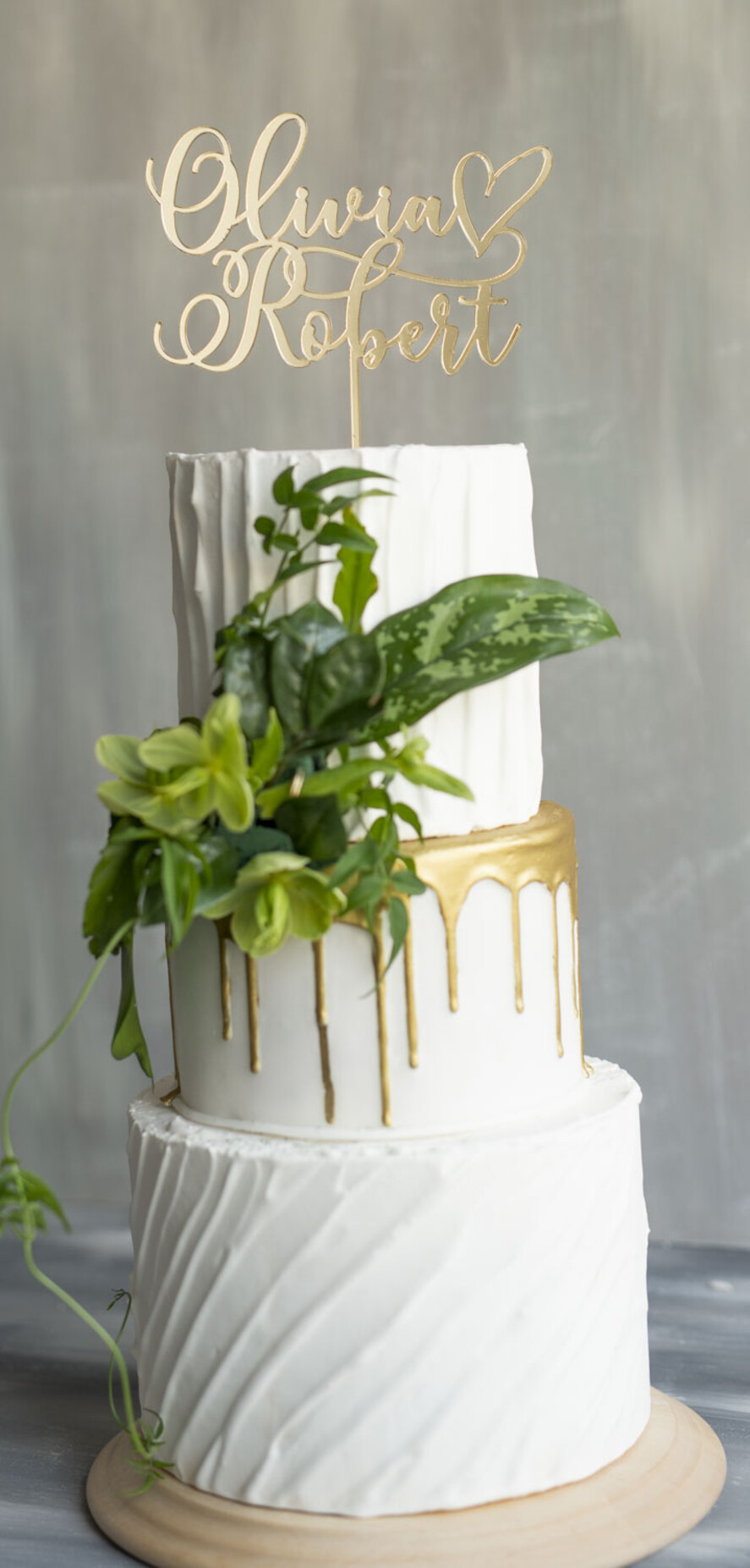 Figurki na tort / cake topper statuetki akryl złoty błyszczący topper na tort weselny eleganckie greenry wesele w pałacu 1