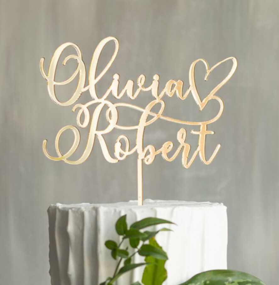 Figurki na tort / cake topper statuetki akryl złoty błyszczący topper na tort weselny eleganckie greenry wesele w pałacu 3