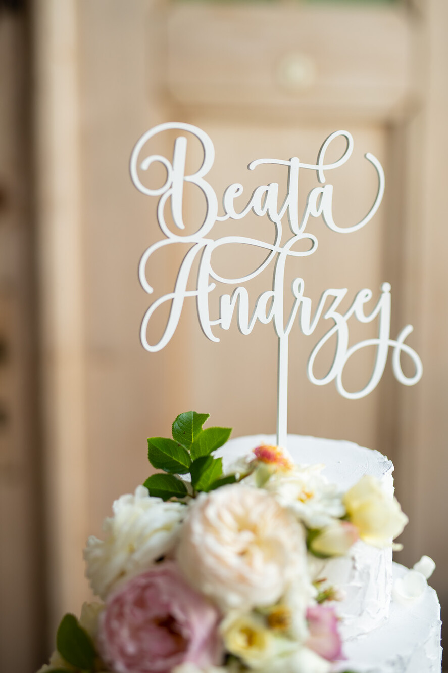 Figurki na tort / cake topper statuetki akryl statuetka na tort weselny biały akryl personalizowany topper2