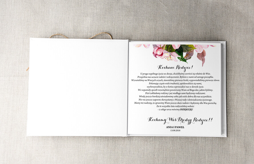 Prezenty, Podziękowania dla Rodziców Albumy na zdjecia pomysł na prezent dla rodziców, album z tekstem podziękowania oraz na zdjęcia ze ślubu1