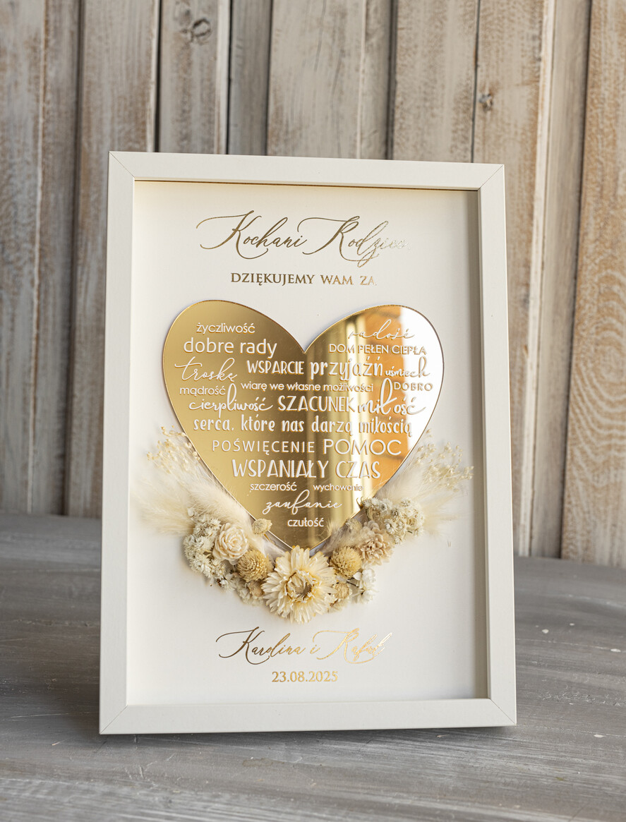 Prezenty, Podziękowania dla Rodziców Podziękowania dla rodziców w ramie Ślubne podziękowania dla Rodziców na weselu, złote podziękowanie dla Mamy i Taty, wzruszający prezent ślubne rodzicom0