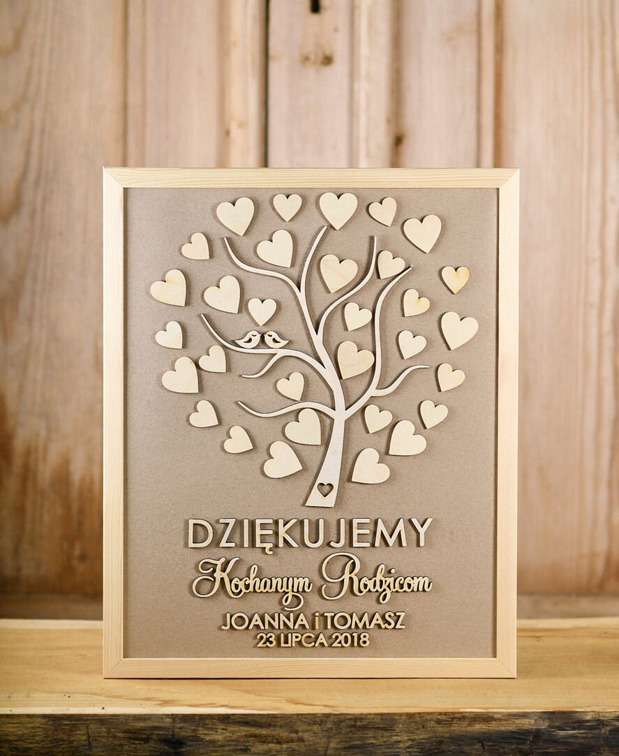 Prezenty, Podziękowania dla Rodziców Podziękowania dla rodziców w ramie Podziękowania upominki dla rodziców rustykalne wesele rama wasze imiona, drewniane serduszka na podziękowania dla Rodziców1