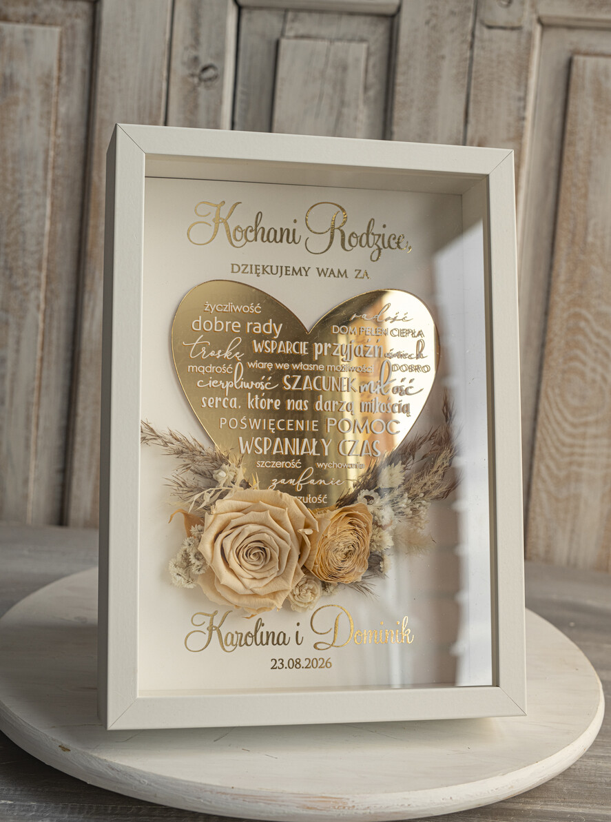 Prezenty, Podziękowania dla Rodziców Podziękowania dla rodziców w ramie Ślubne podziękowania dla Rodziców na weselu, złote podziękowanie dla Mamy i Taty, wzruszający prezent ślubne rodzicom7