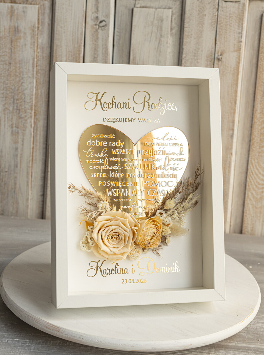 Prezenty, Podziękowania dla Rodziców Podziękowania dla rodziców w ramie Ślubne podziękowania dla Rodziców na weselu, złote podziękowanie dla Mamy i Taty, wzruszający prezent ślubne rodzicom0
