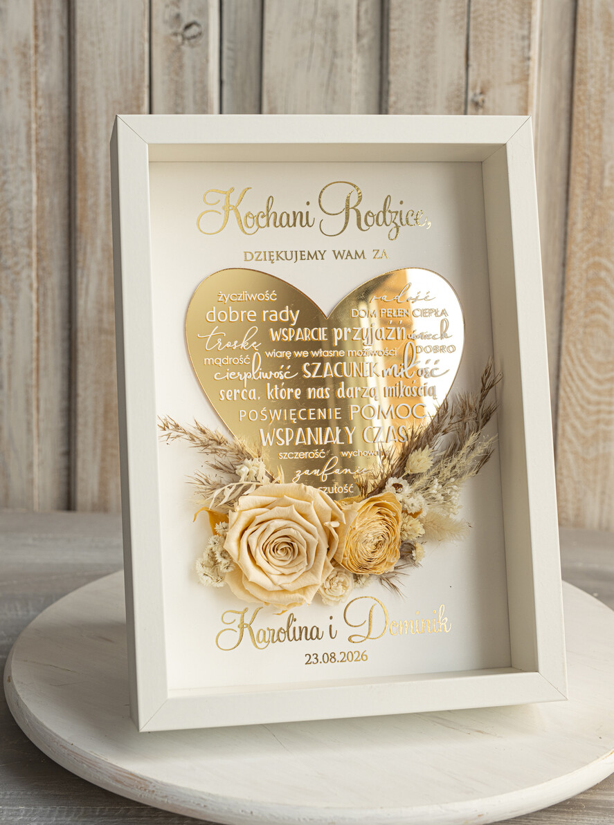 Prezenty, Podziękowania dla Rodziców Podziękowania dla rodziców w ramie Ślubne podziękowania dla Rodziców na weselu, złote podziękowanie dla Mamy i Taty, wzruszający prezent ślubne rodzicom1