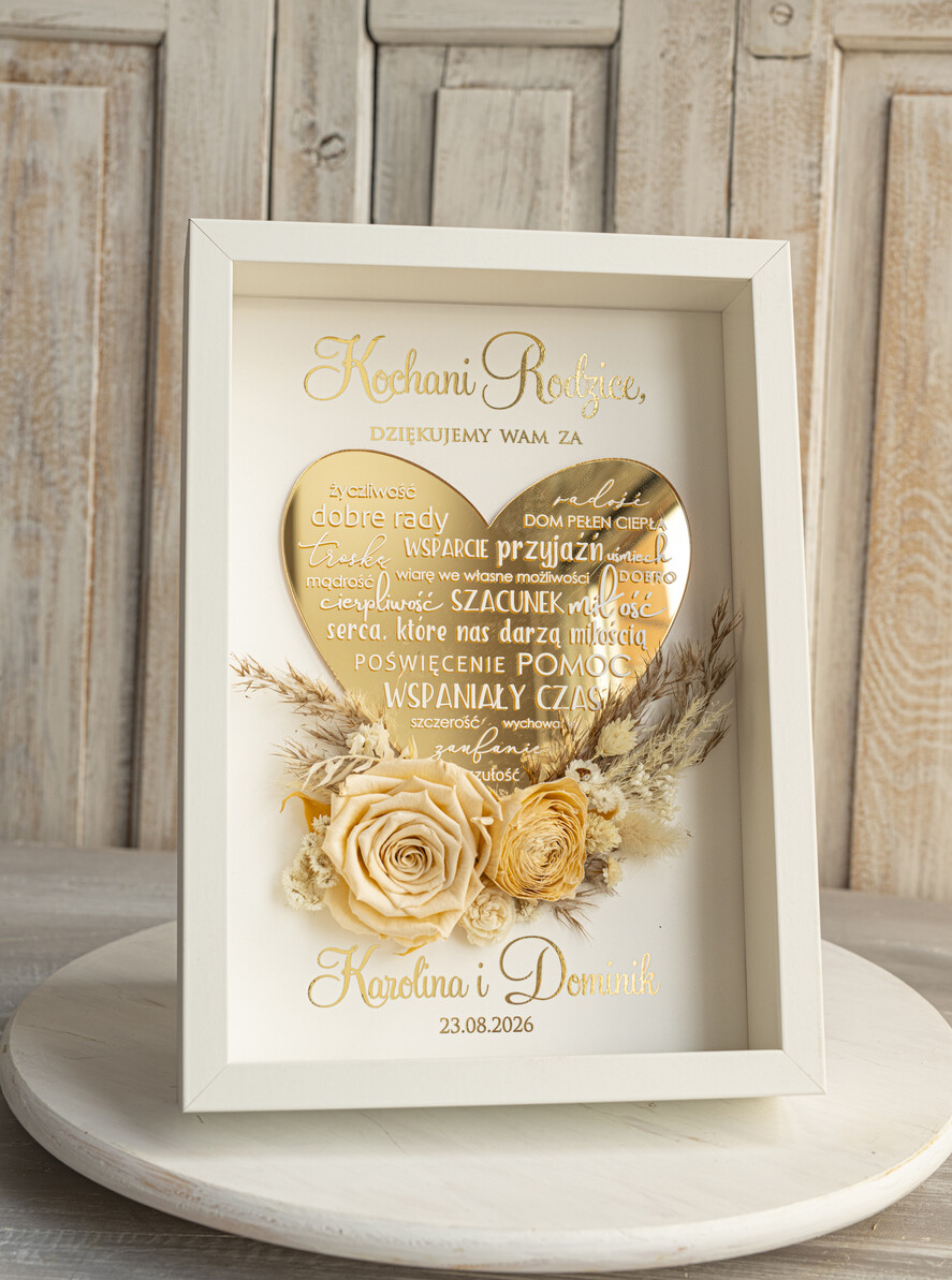 Prezenty, Podziękowania dla Rodziców Podziękowania dla rodziców w ramie Ślubne podziękowania dla Rodziców na weselu, złote podziękowanie dla Mamy i Taty, wzruszający prezent ślubne rodzicom4