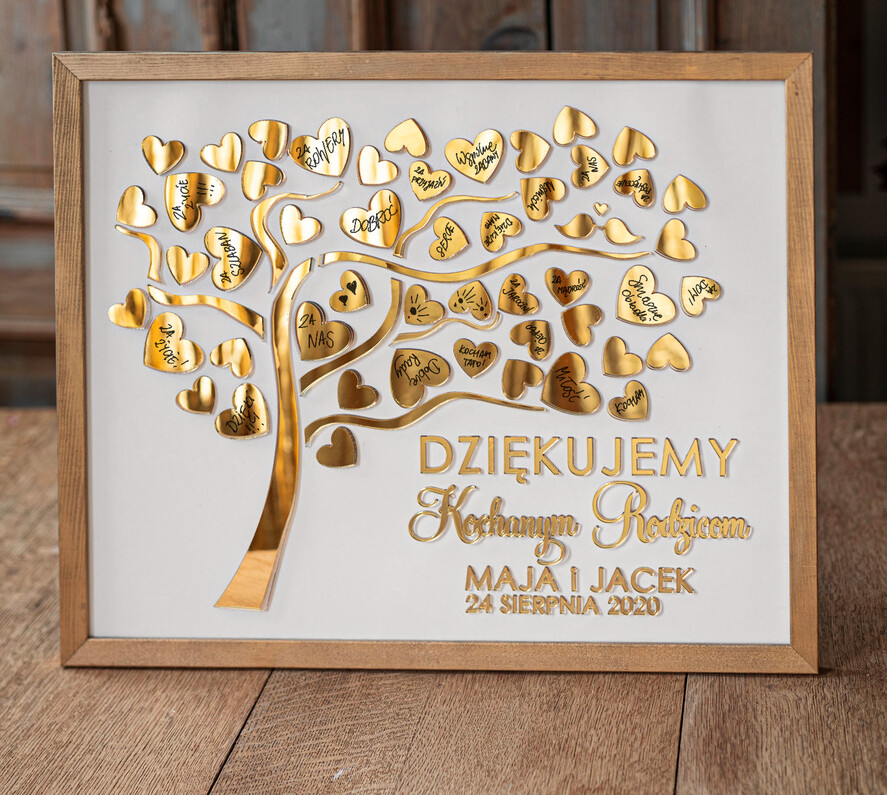 Prezenty, Podziękowania dla Rodziców Podziękowania dla rodziców w ramie prezenty dla rodziców na ślub podziekowania rustykalna do wypisania ręcznego rama drzewko wasze imiona   0