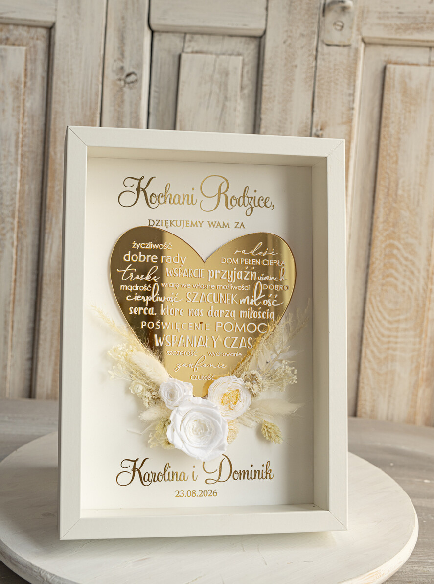 Prezenty, Podziękowania dla Rodziców Podziękowania dla rodziców w ramie Ślubne podziękowania dla Rodziców na weselu, złote podziękowanie dla Mamy i Taty, wzruszający prezent ślubne rodzicom7